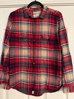 American Eagle Outfitters Red Plaid Button-Down Shirt